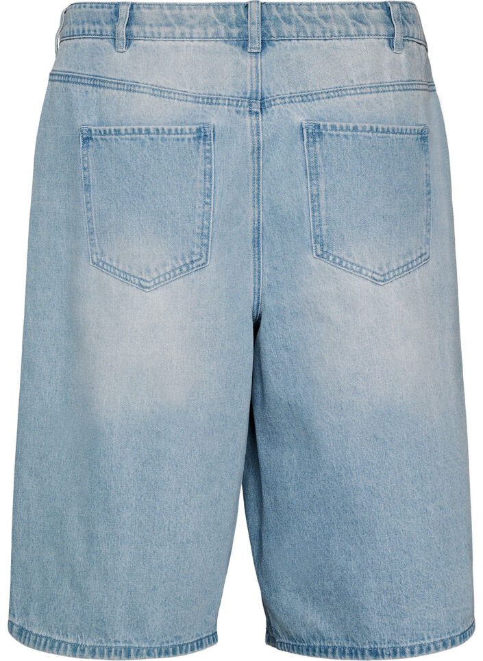 High-waisted denim shorts, Blauw, Packshot image number 1