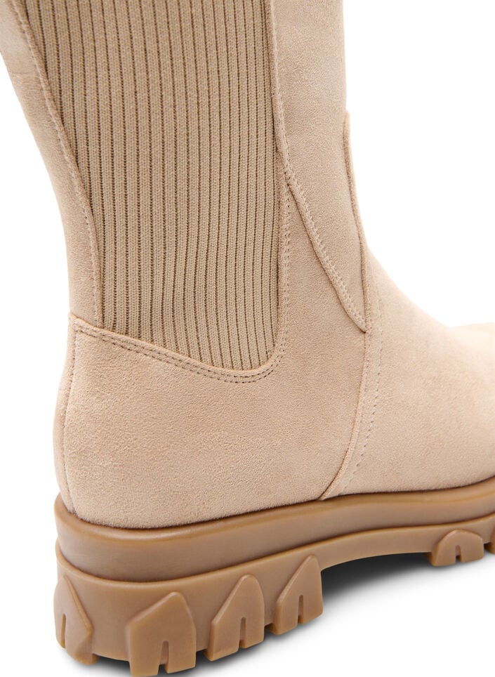 Chunky laars in imitatiesu&egrave;de, Beige, Packshot image number 4