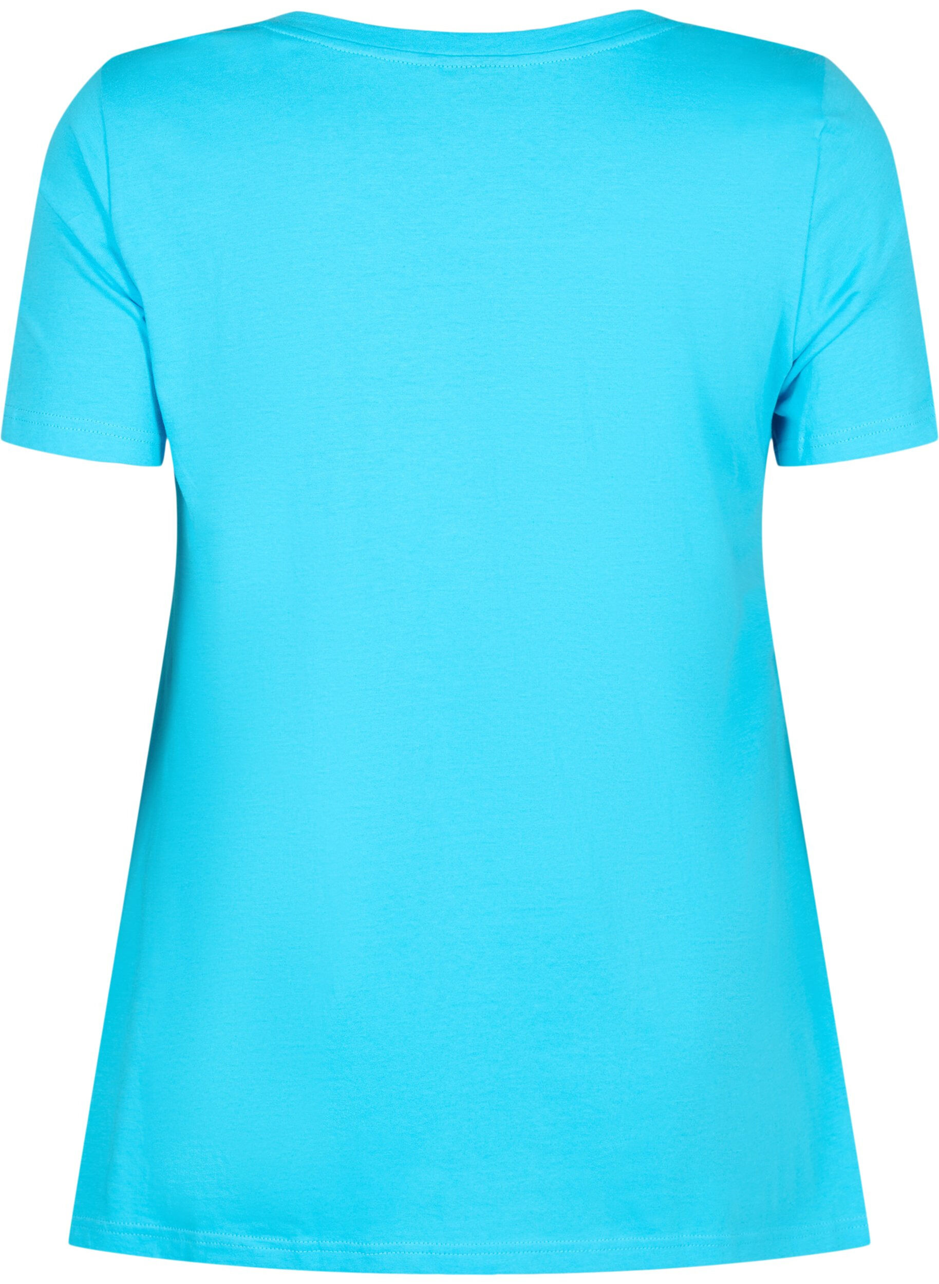 Zizzi Katoenen T-shirt met korte mouwen, Blue Atoll W. Be, Packshot image number 1