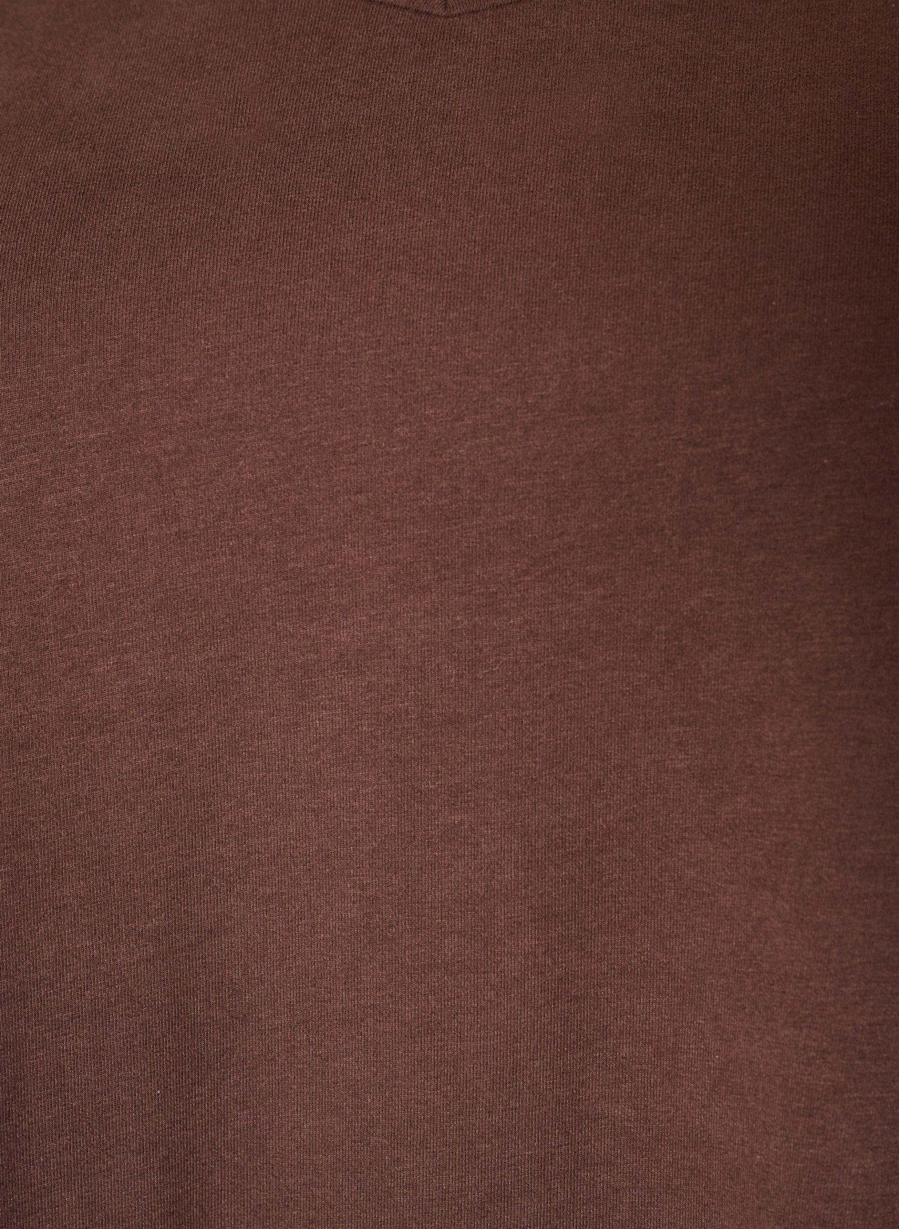 ZizziBasic t-shirt in effen kleur met katoen, Bruin, Packshot image number 2
