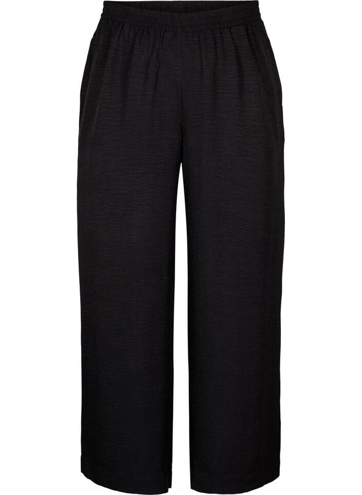 Losse broek met elastische tailleband en zakken, Zwart, Packshot image number 0