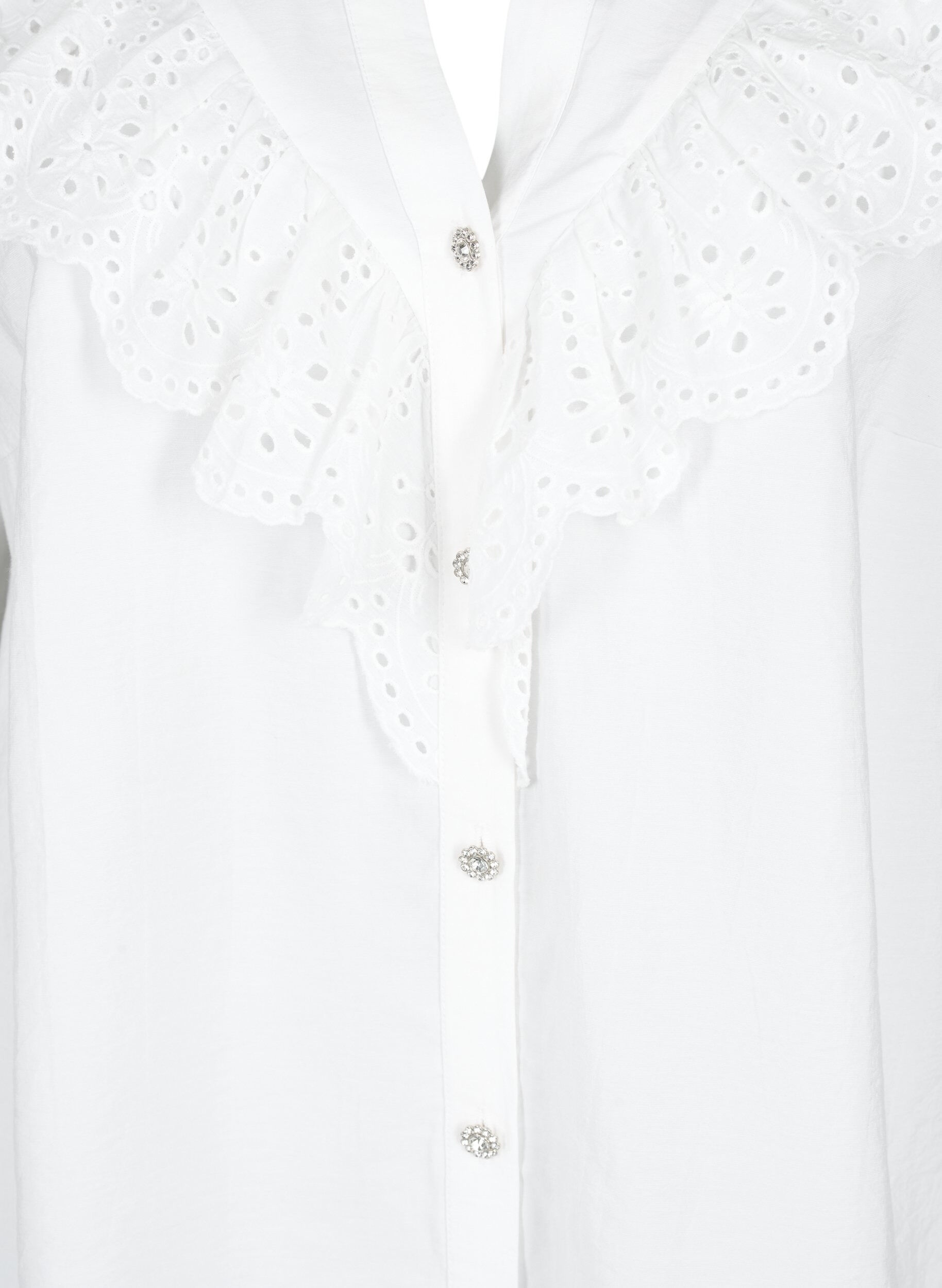 Zizzi Viscose overhemdblouse met ruches, Bright White, Packshot image number 2