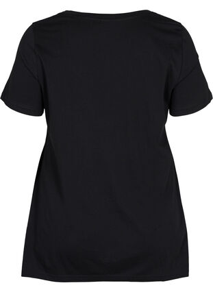 Katoenen t-shirt met korte mouwen en a-lijn, Black FIERCE, Packshot image number 1