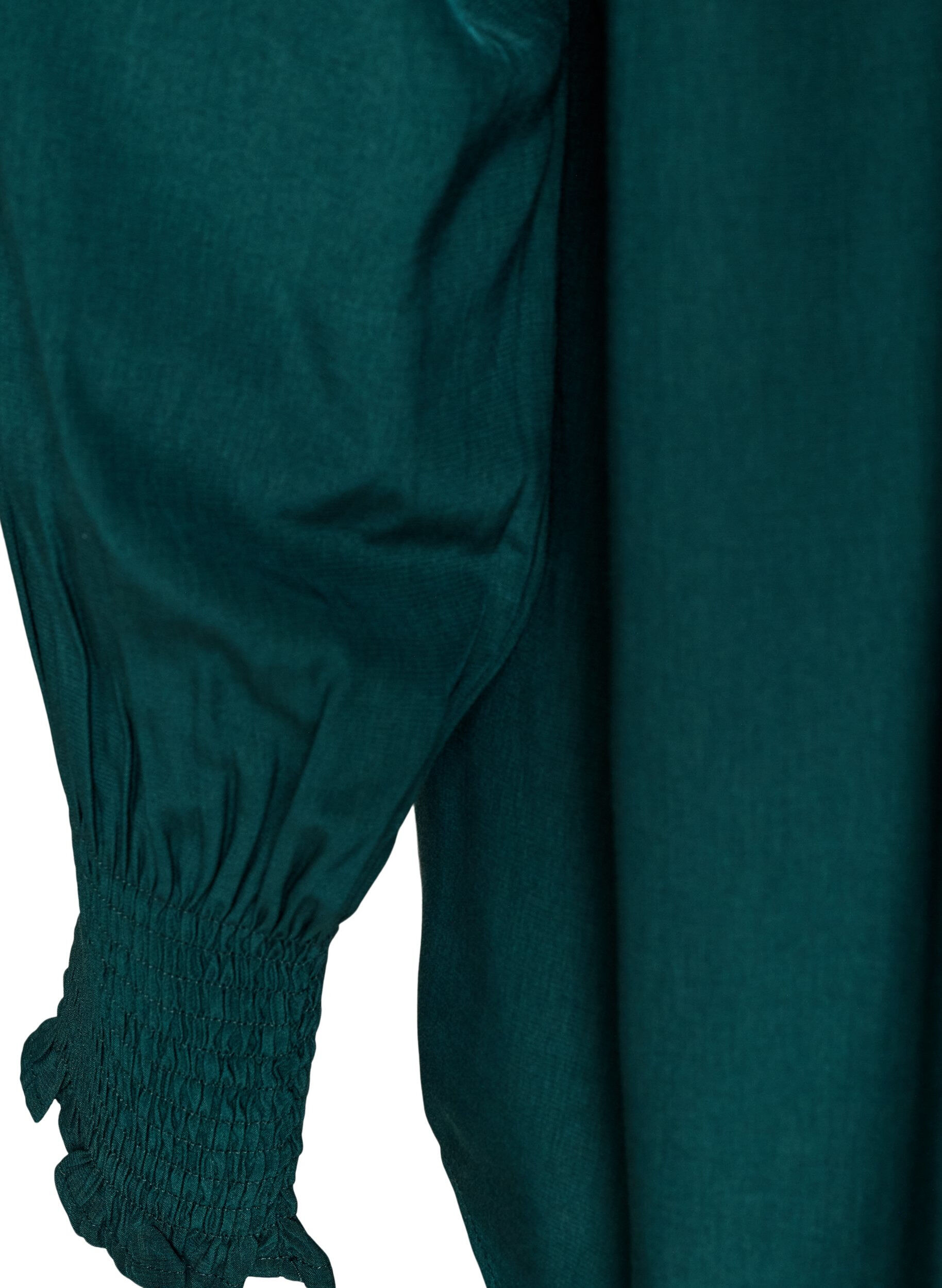 ZizziBlouse met ruches kraag en plooien, Groen, Packshot image number 3