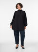 Viscose tuniek met ruches en knopen, Zwart, Model image number 1