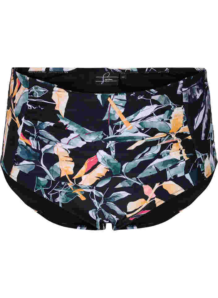 Bikinibroekje met extra hoge taille en print, Leaf Print, Packshot image number 0