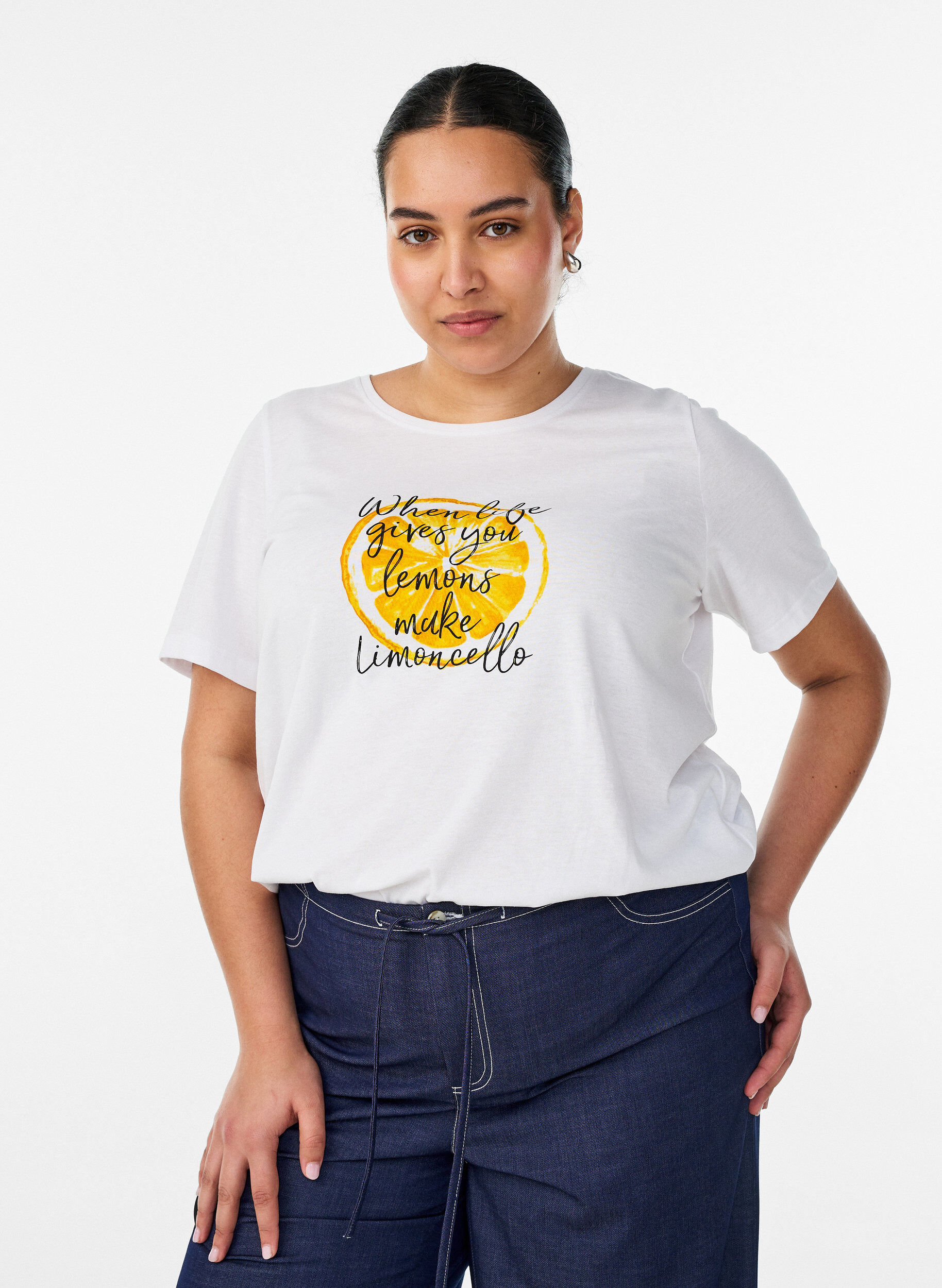 T-shirt met motief, Wit, Model