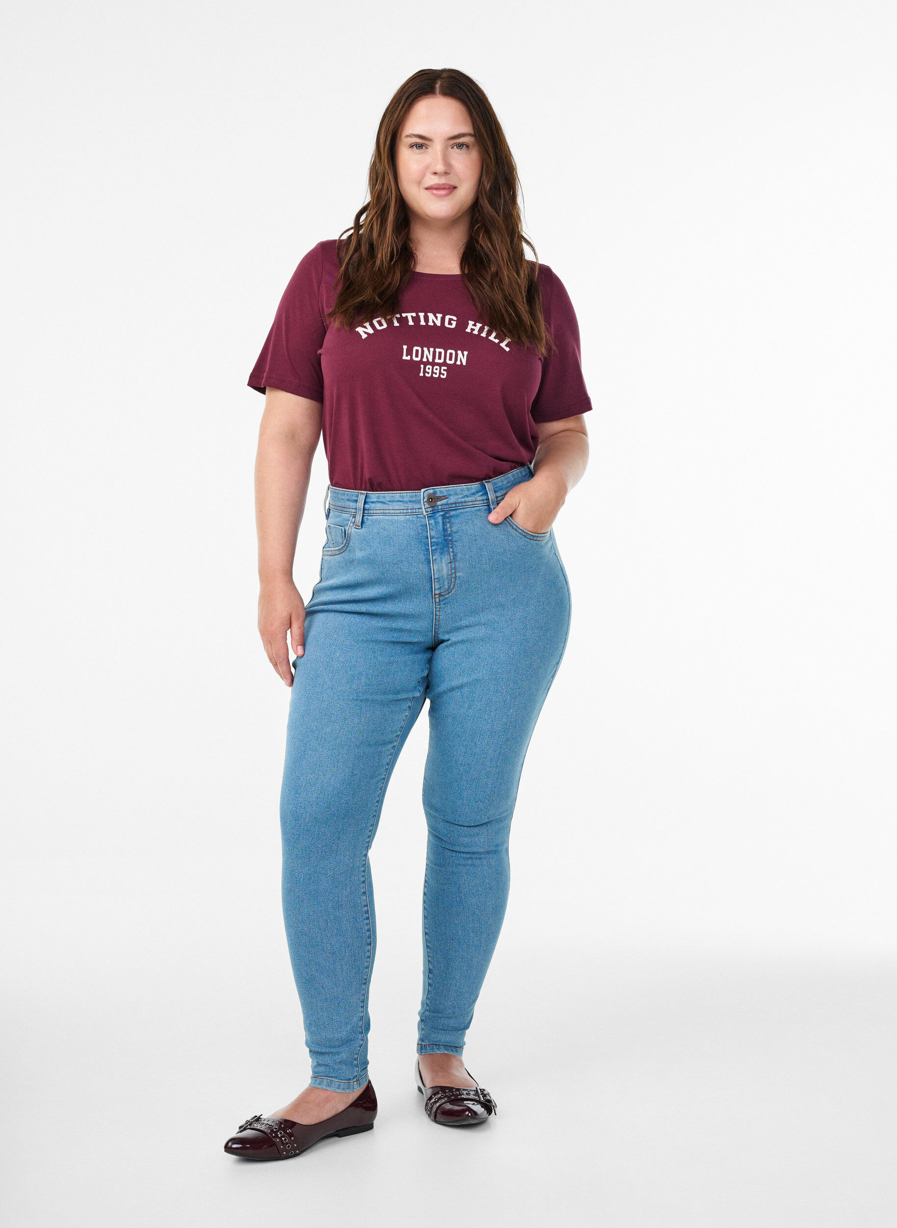 Zizzi FLASH - T-shirt met print, Rood, Model image number 1