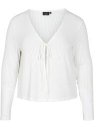 Geribbeld vest met trekkoord, White