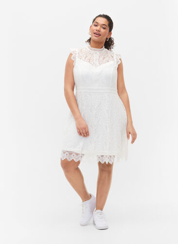 Mouwloze kanten jurk, Bright White, Model image number 4