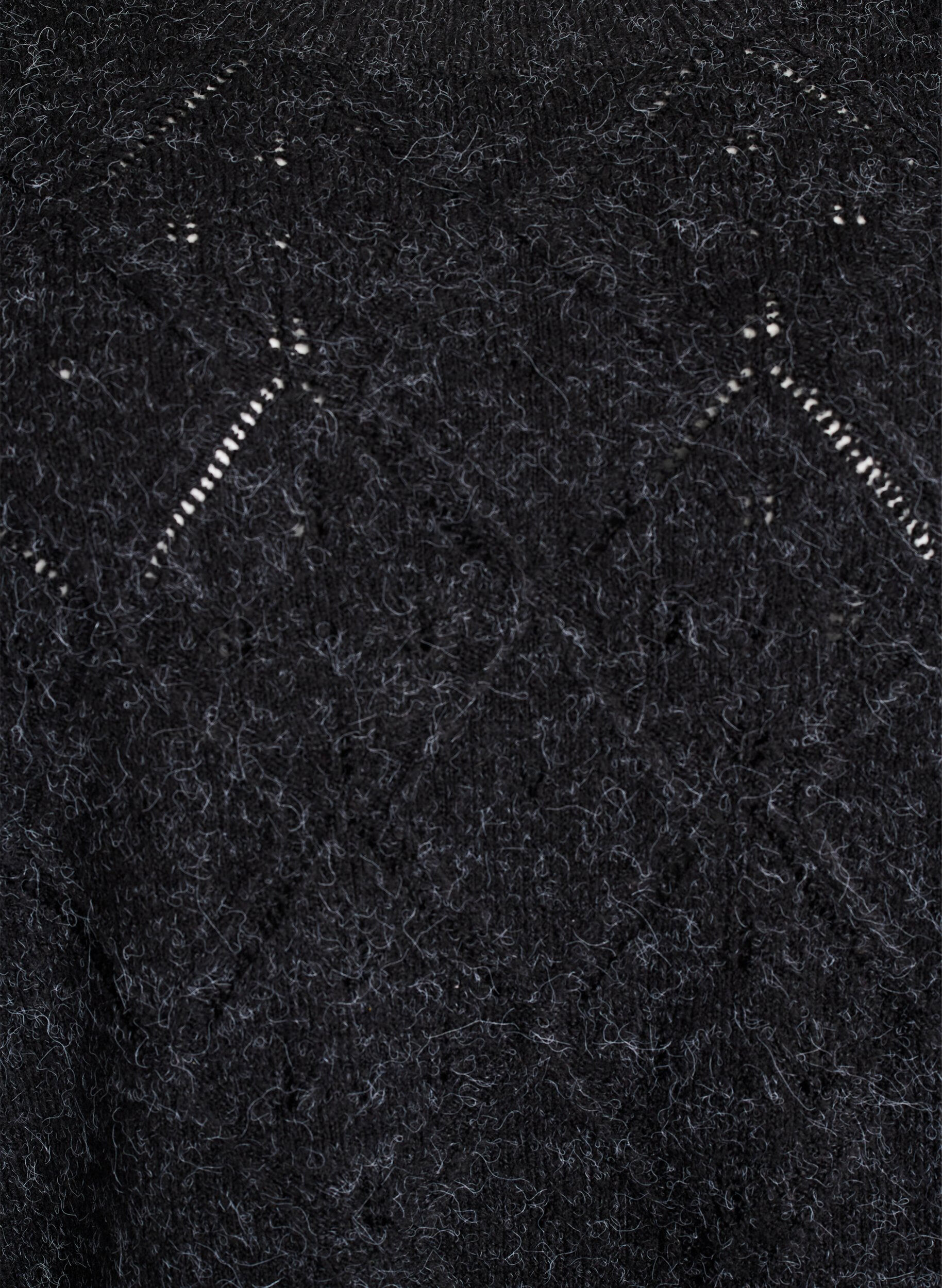 Zizzi Gebreide top met opengewerkt patroon en ballonnen mouwen, Grijs, Packshot image number 2