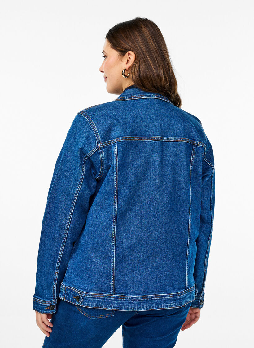 Denimjack met een klassieke snit, Blauw, Model image number 2