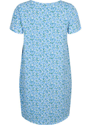 Bedrukte jurk met korte mouwen, Blue Small Flower, Packshot image number 1