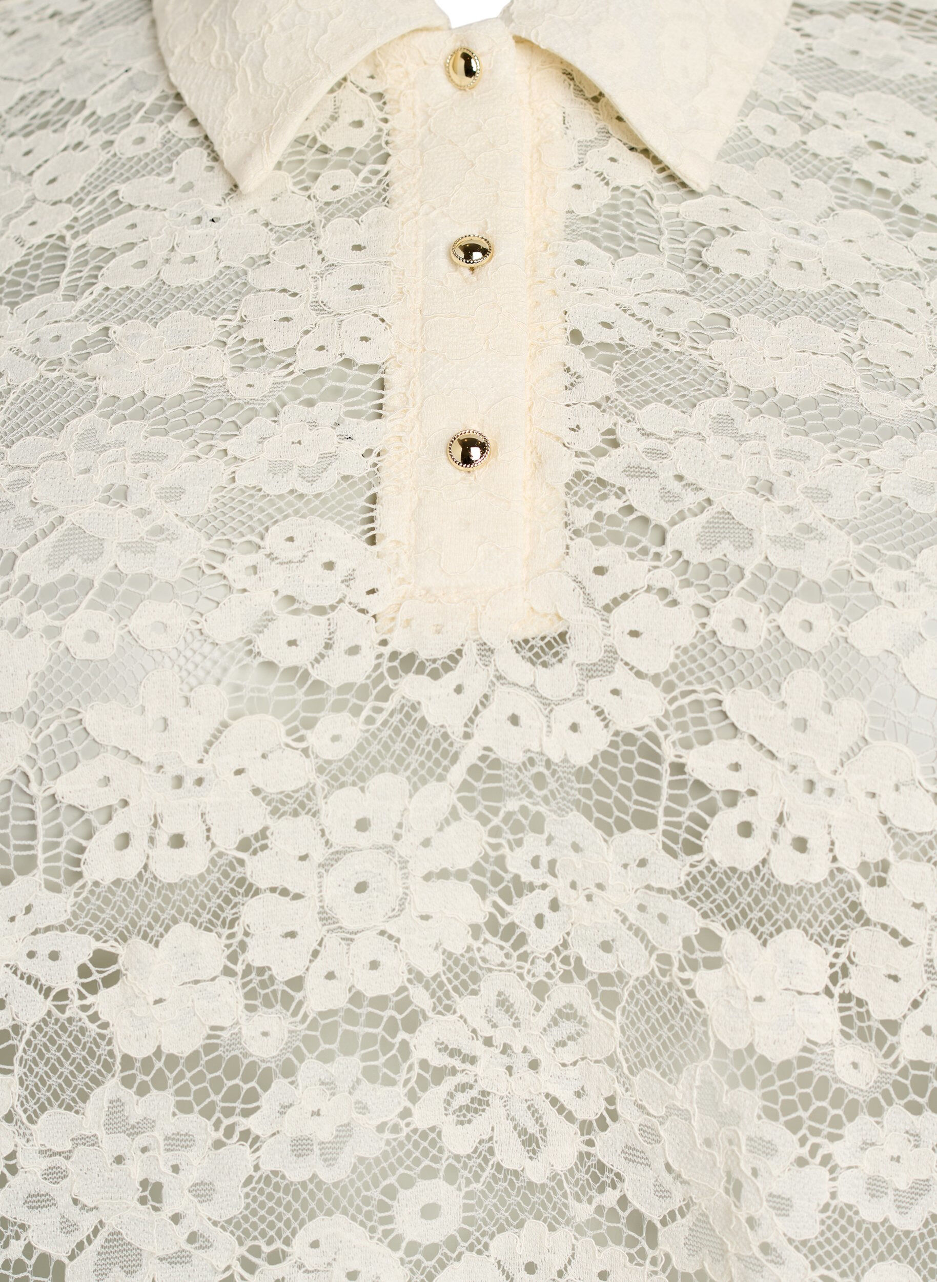 Zizzi Kanten blouse met kraag en 1/2 mouwen, Vanille, Packshot image number 2