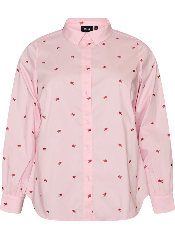 Shirt met geborduurde bloemen, Roze, Packshot image number 0