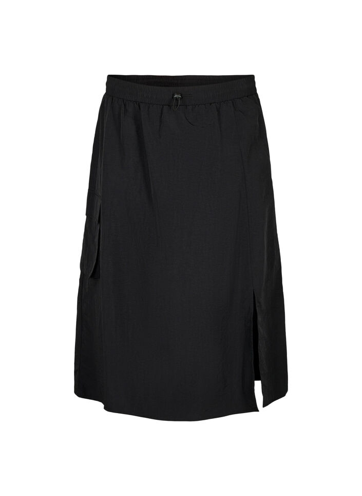 Midirok met split en cargozak, Black, Packshot image number 0