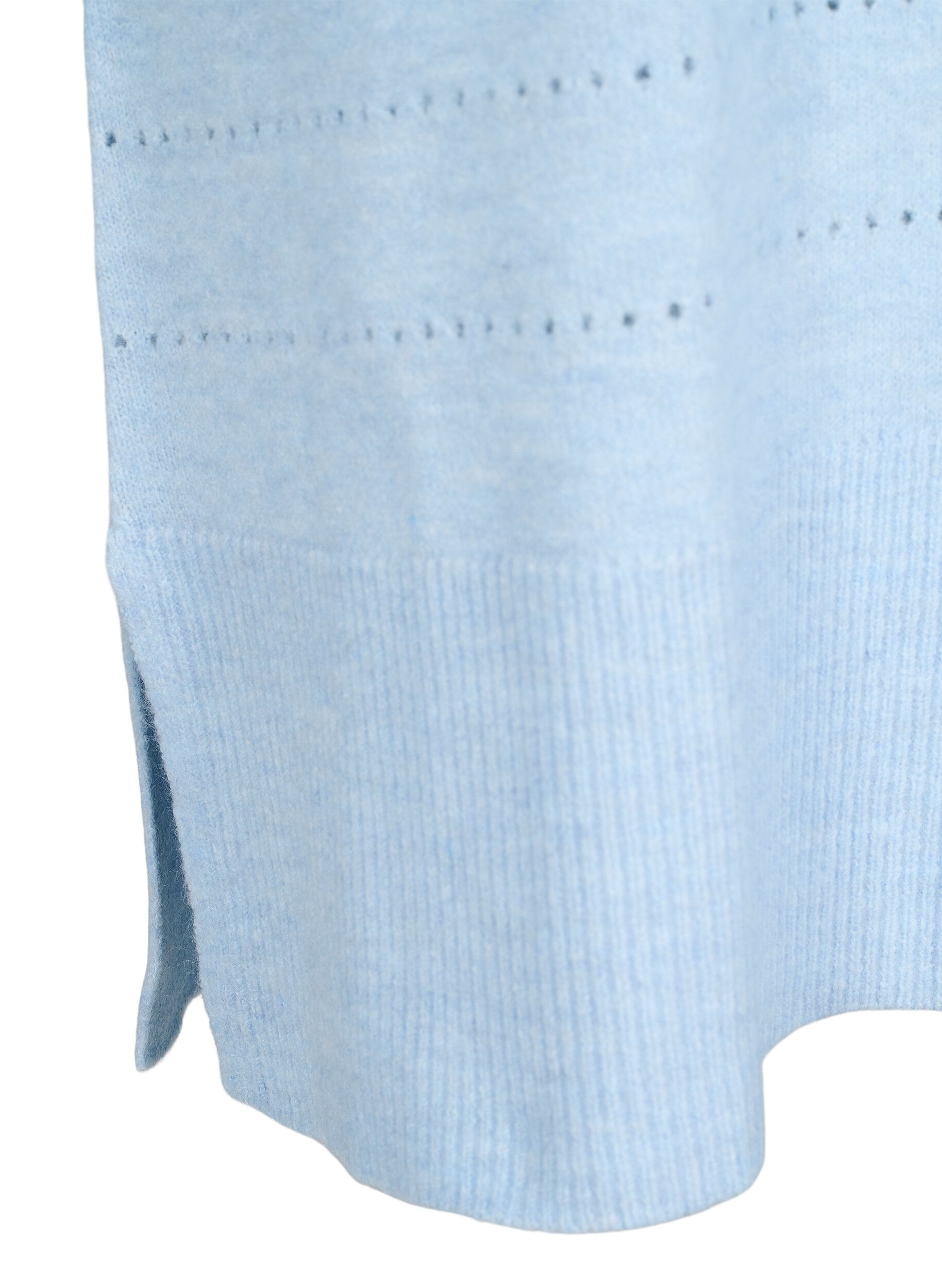 Zizzi Gebreide jurk met splitjes en kantpatroon, Cashmere Blue Mel., Packshot image number 3
