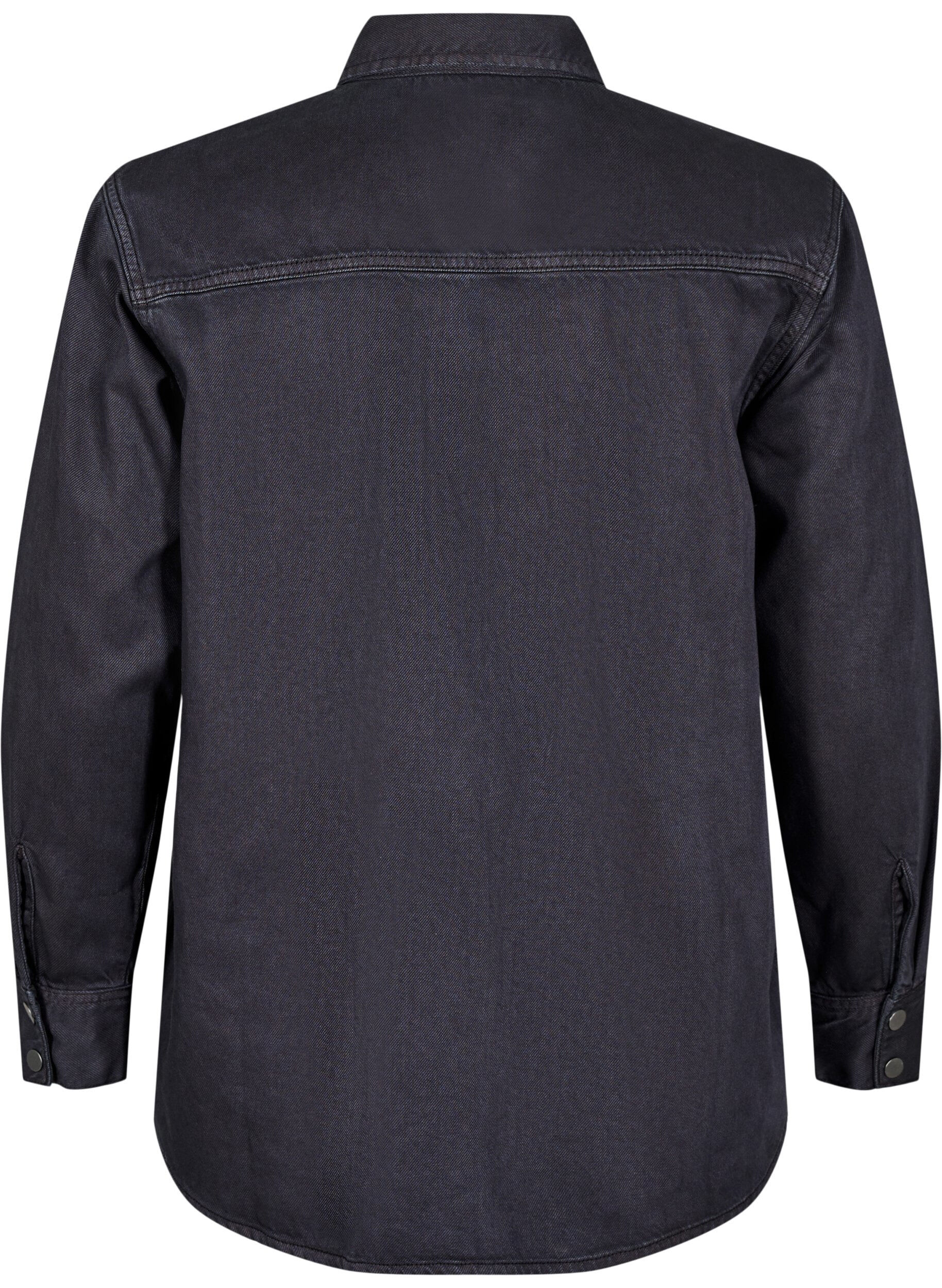 Zizzi Denim shirt met borstzakken, Zwart, Packshot image number 1