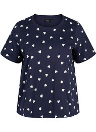 Pyjama T-shirt in katoen met korte mouwen, Navy Blazer AOP