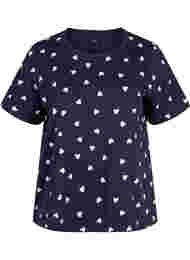 Pyjama T-shirt in katoen met korte mouwen, Navy Blazer AOP