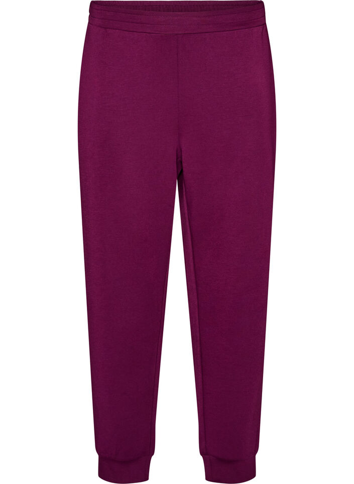 Jerseybroek met hoge taille en zakken, Paars, Packshot image number 0
