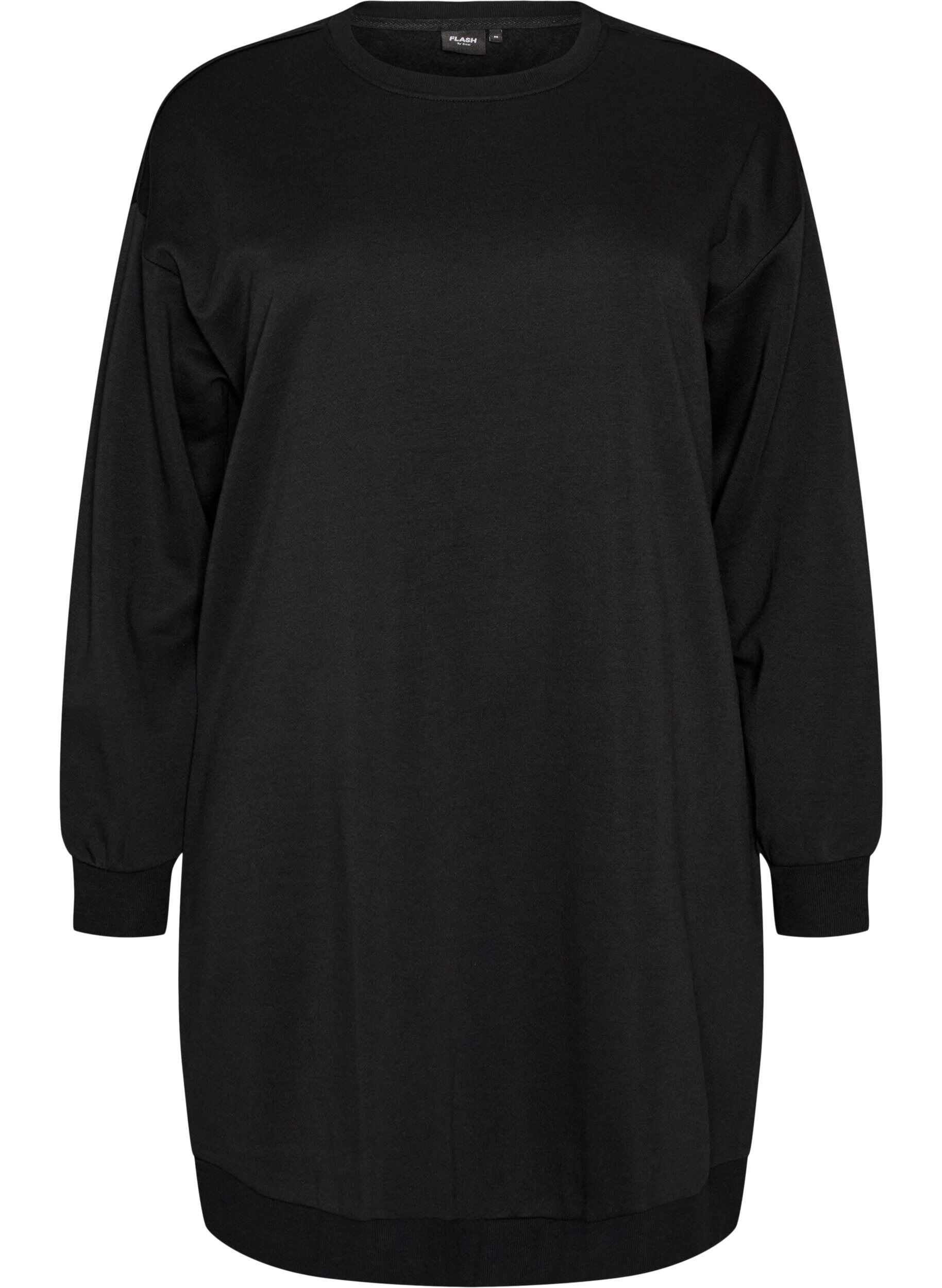 ZizziLosse sweatshirtjurk met zakken, Zwart, Packshot image number 0