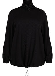 Sweatshirt met hoge hals en verstelbaar elastisch koord, Black
