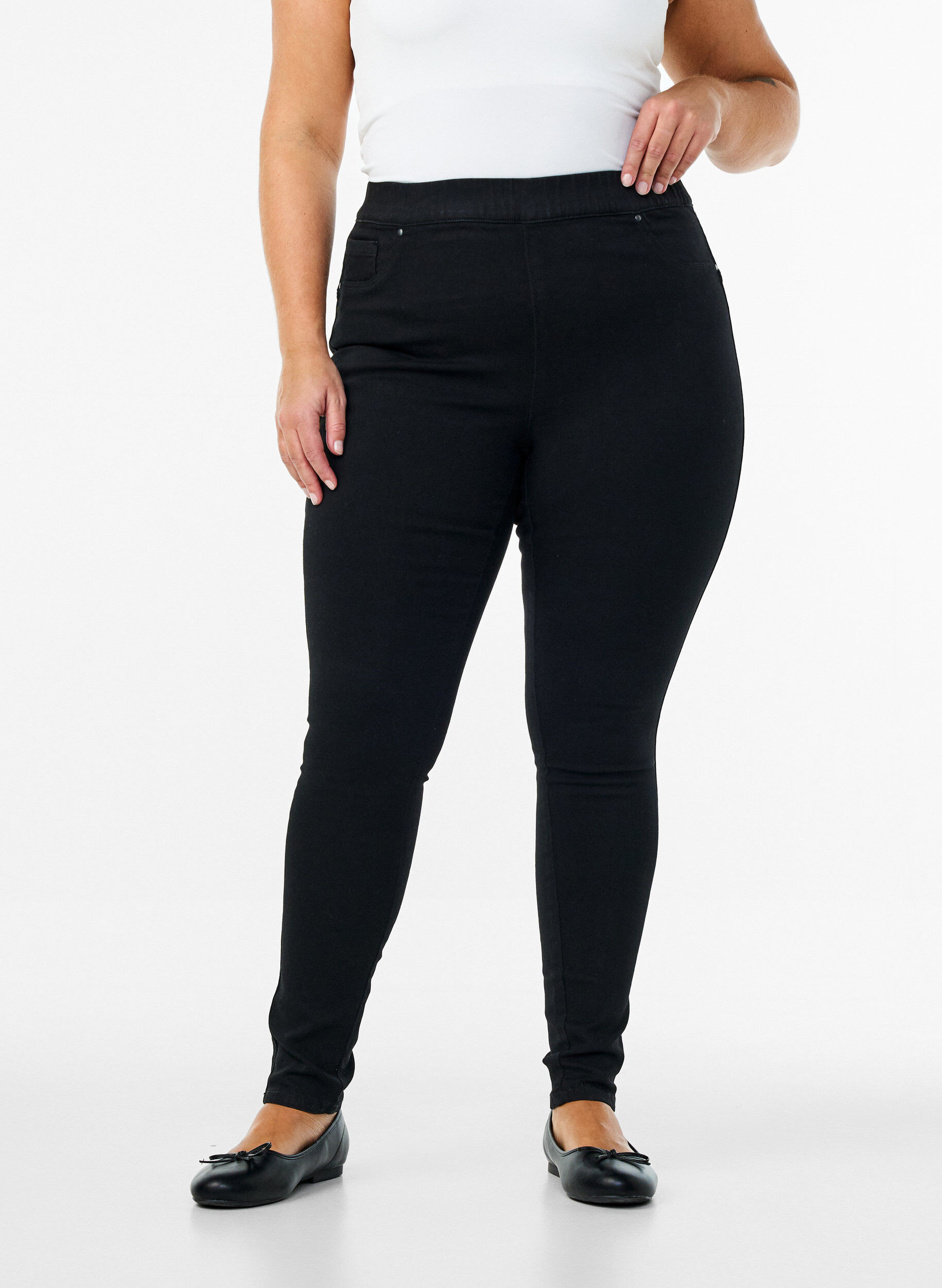 Zizzi Jeggings met hoge taille, Zwart, Model image number 2