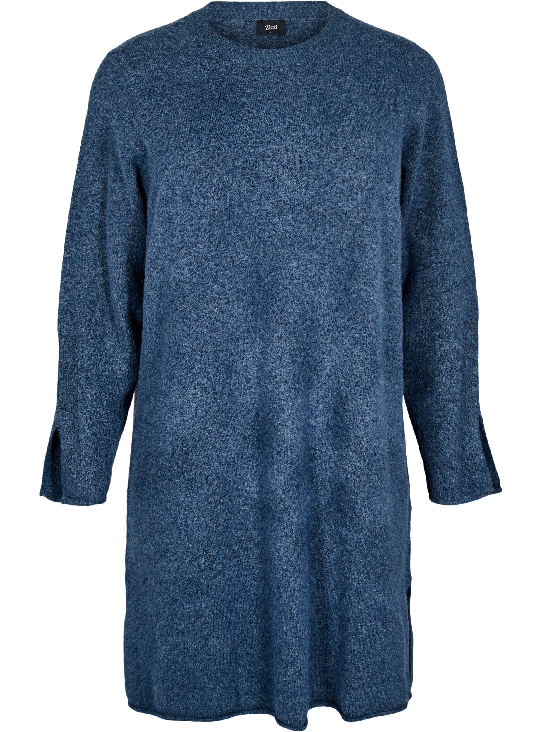 Zizzi Gebreide jurk met splitten, Bering Sea Mel., Packshot image number 0