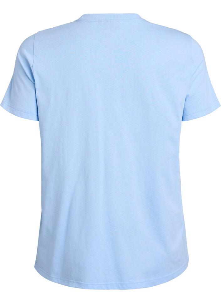 Basic katoenen T-shirt met ronde hals, Blauw, Packshot image number 1