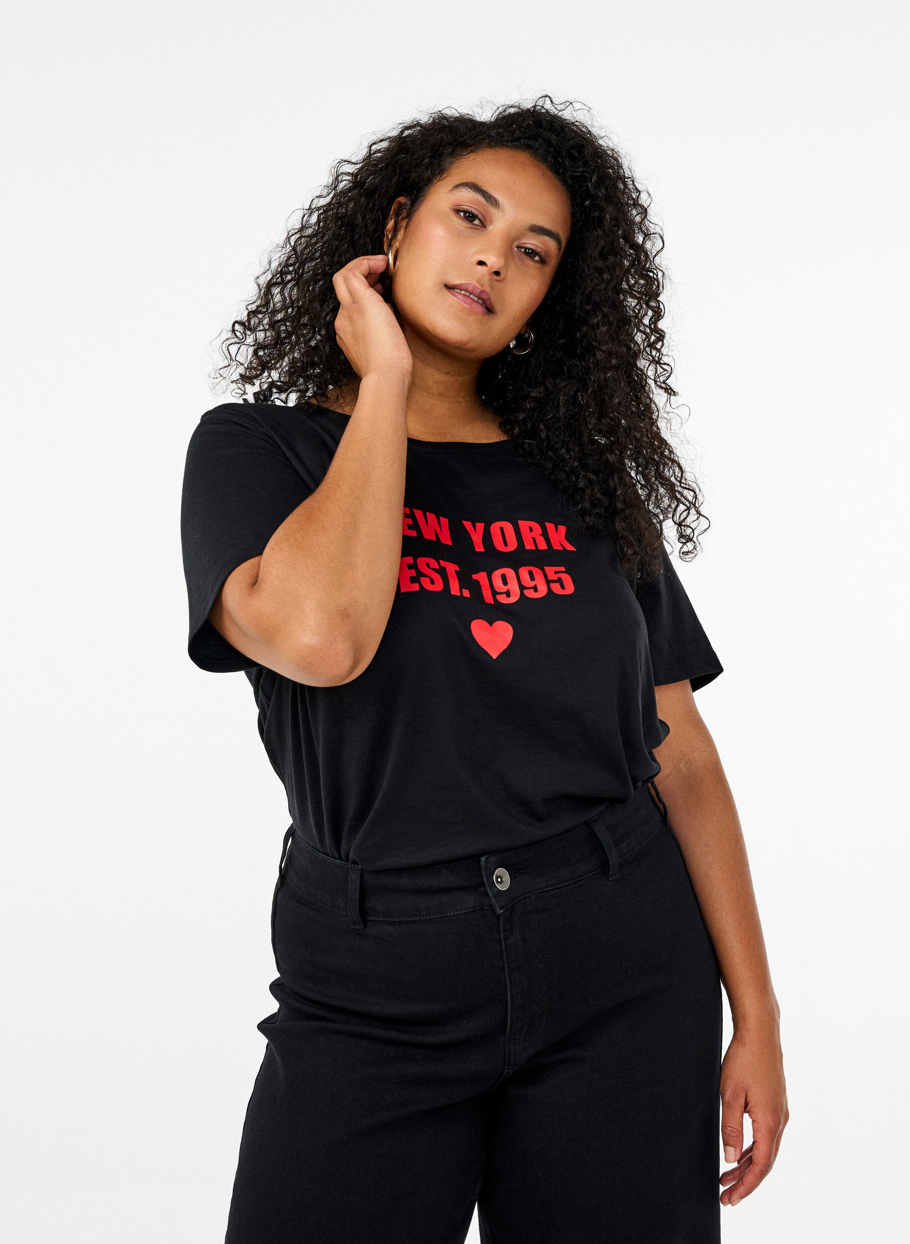 Zizzi FLASH - T-shirt met motief, Zwart, Model image number 0