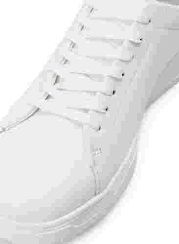 Brede lederen sneakers, White, Packshot image number 1