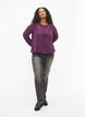 Blouse met lange mouwen en kant, Deep Purple, Model image number 2