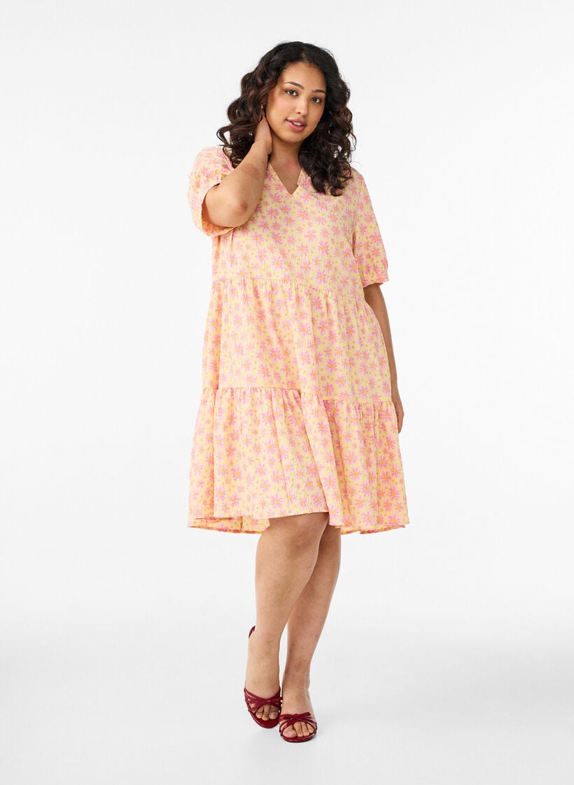 Korte A-lijn jurk, Geel, Model image number 1