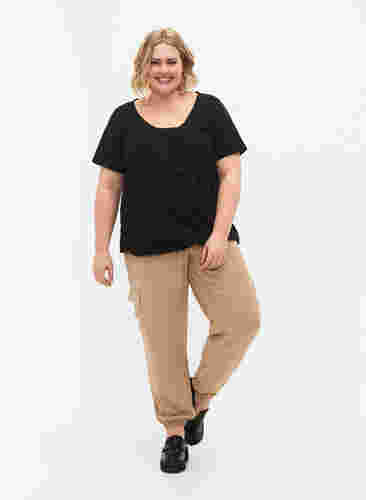 	 Katoenen t-shirt met korte mouwen, Black, Model image number 2