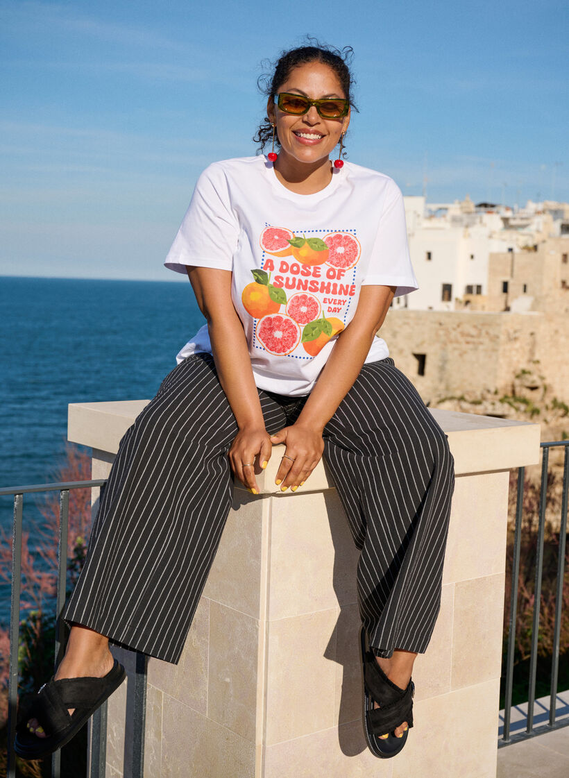 Losse broek met hoge taille en zakken, Zwart, Image image number 0