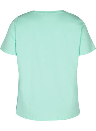Katoenen t-shirt met v-hals en print, Cabbage, Packshot image number 1