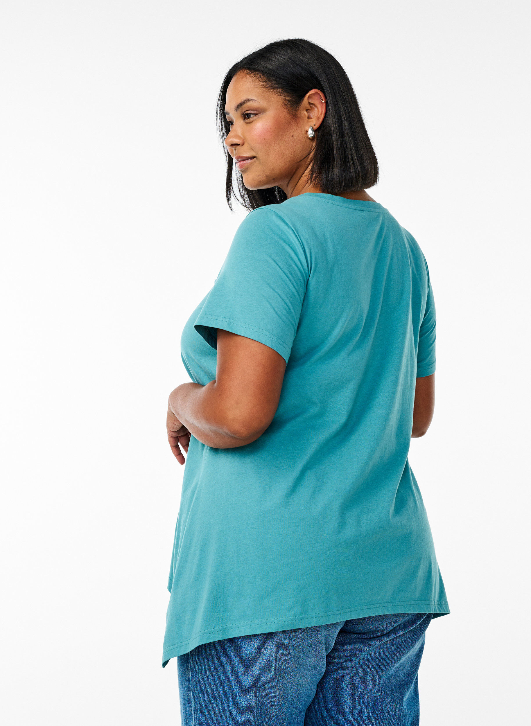 ZizziT-shirt met ronde hals en A-lijn vorm, Groen, Model image number 2