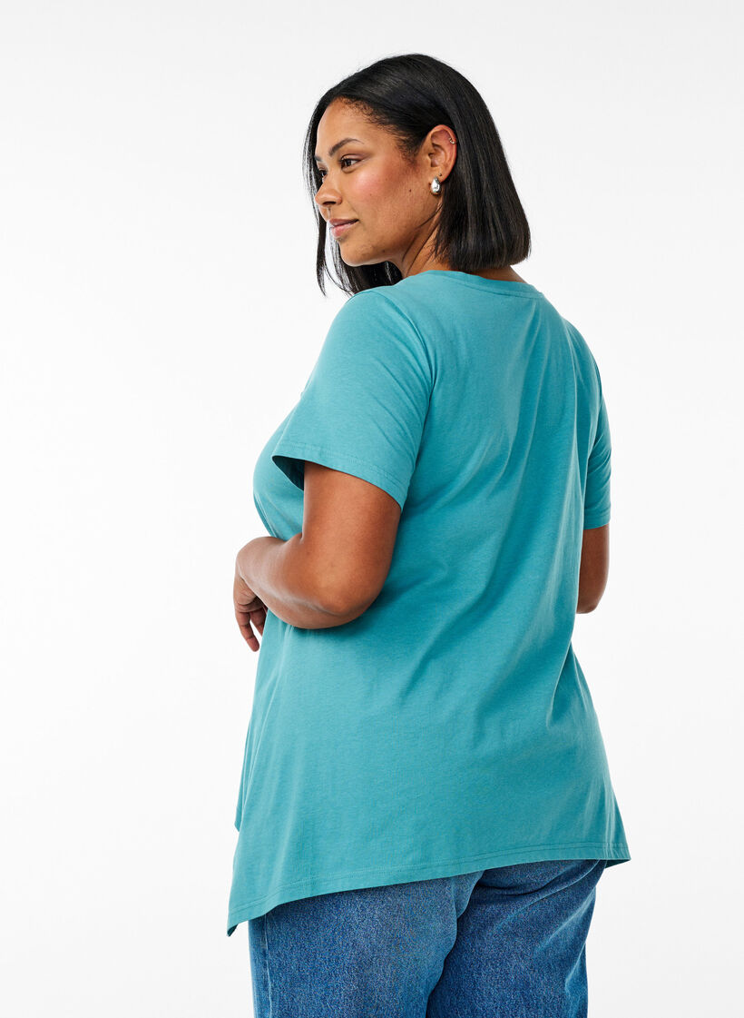 T-shirt met ronde hals en A-lijn vorm, Groen, Model image number 2