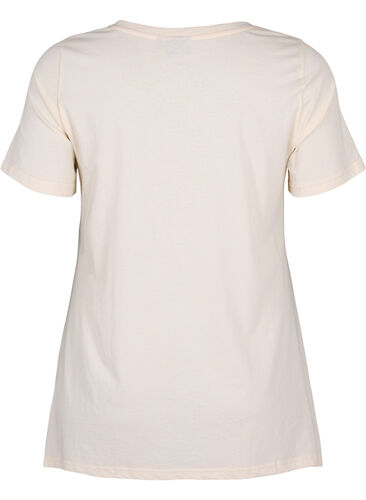 T-shirt van katoen met tekstopdruk, Buttercream HAPPY, Packshot image number 1