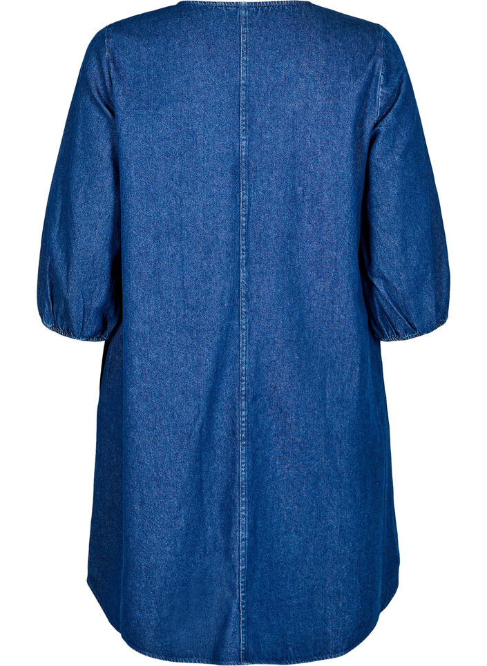 Korte denimjurk met 3/4 mouwen, Blauw, Packshot image number 1