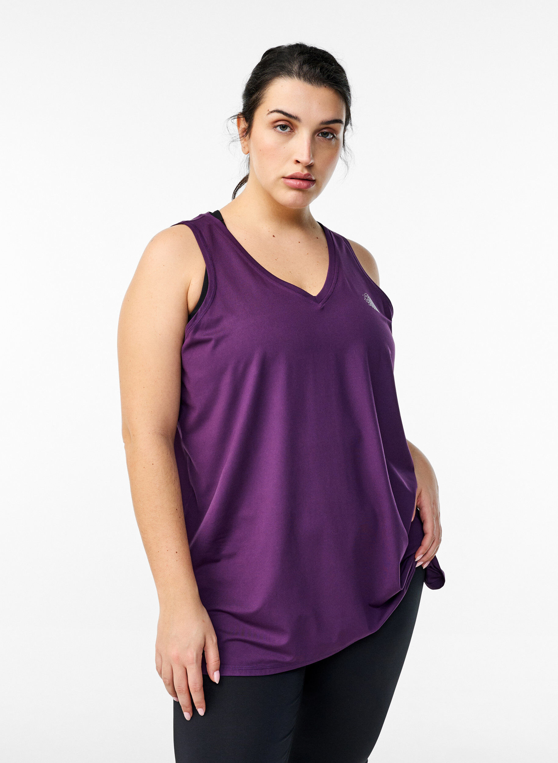 Workout top met V-hals, Paars, Model