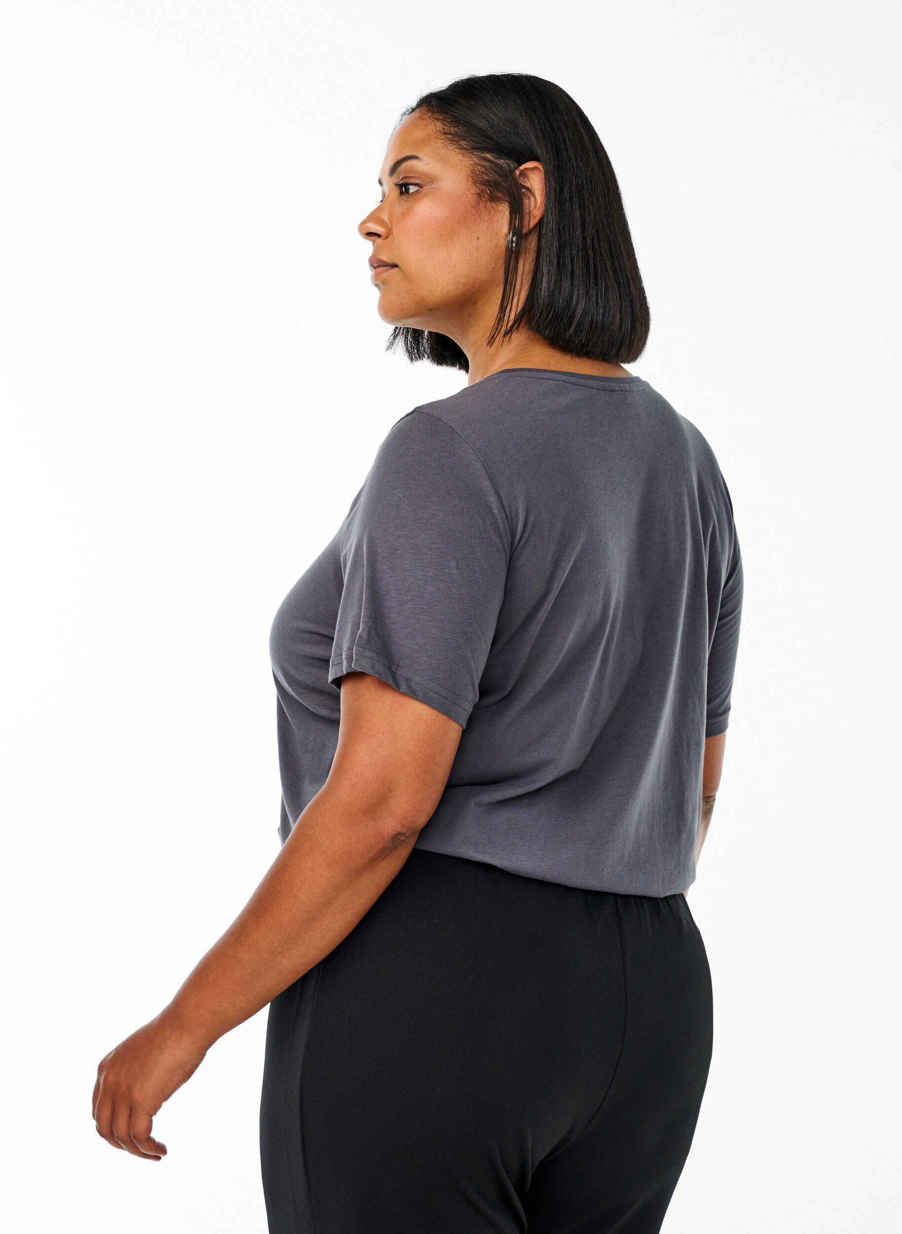 Zizzi FLASH - T-shirt met motief, Grijs, Model image number 2