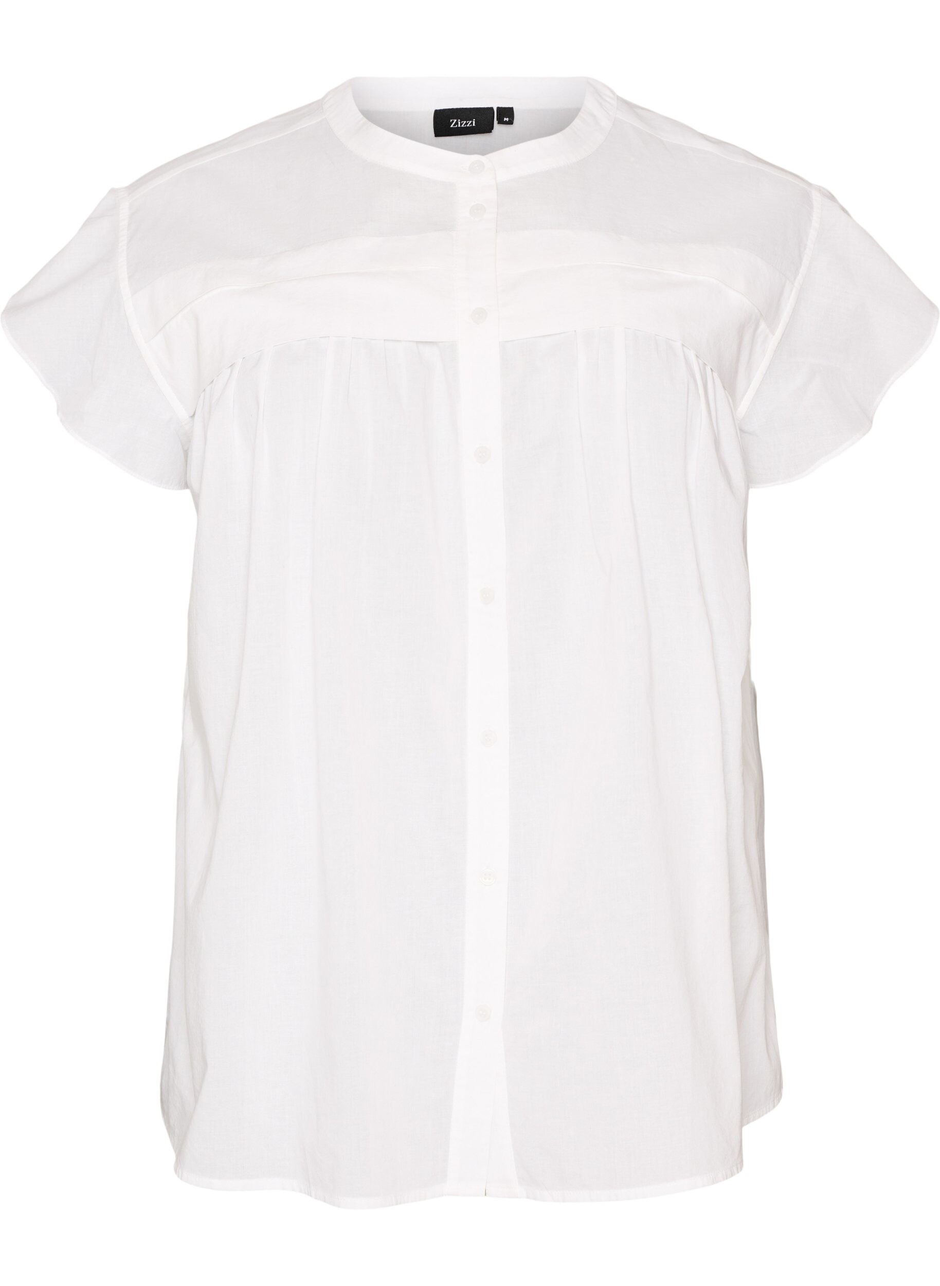 ZizziMouwloze A-lijn katoenen blouseshirt, Wit, Packshot image number 0