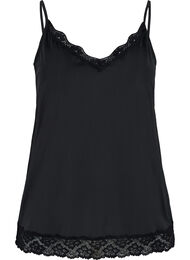 Pyjama top met kanten details, Black