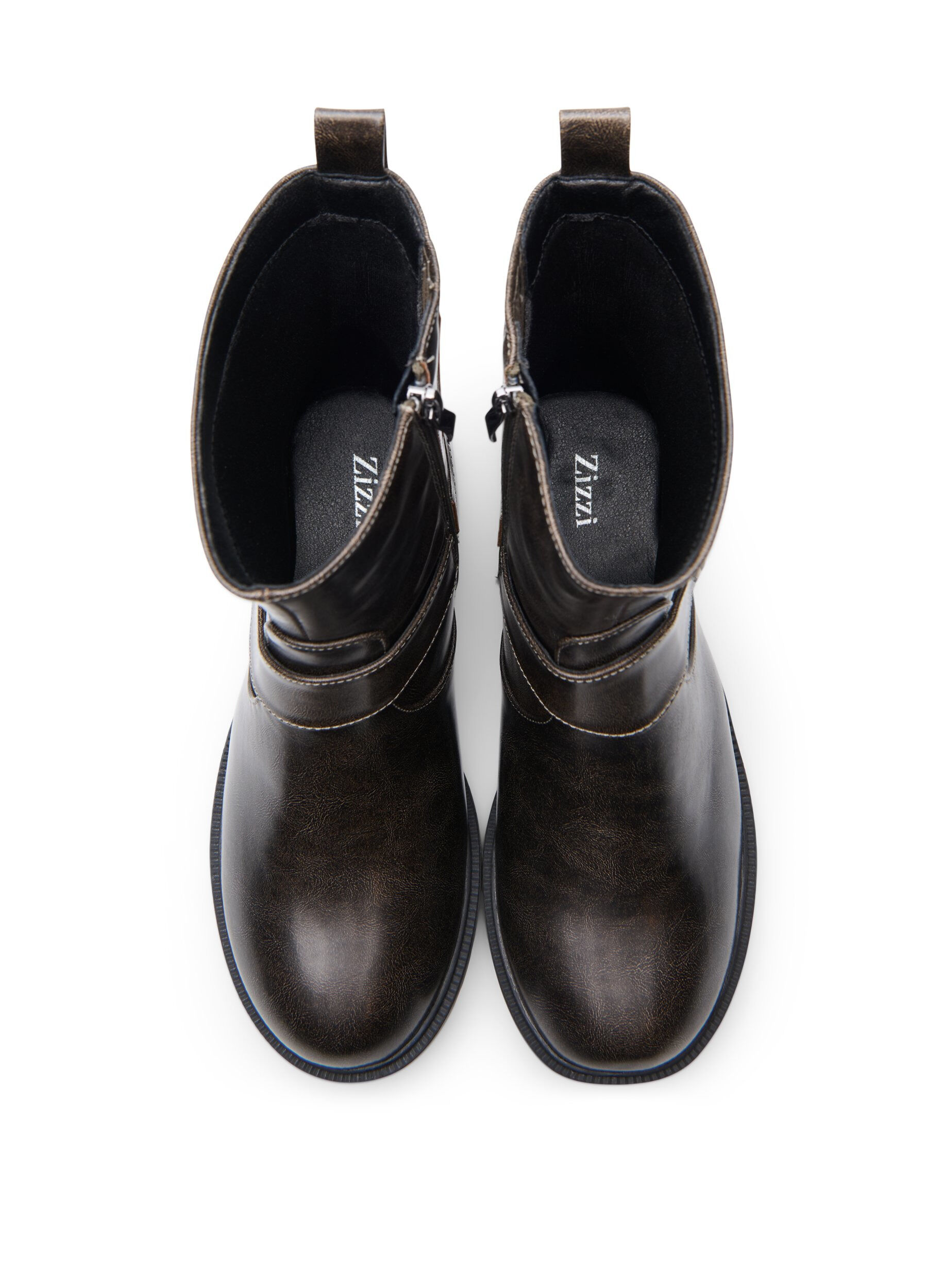 Zizzi Wide fit - Korte bikerlaars, Bruin, Packshot image number 2