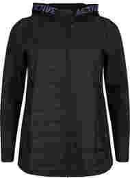 Sportief vest met quilt en capuchon, Black