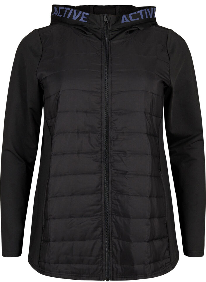 Sportief vest met quilt en capuchon, Black, Packshot image number 0