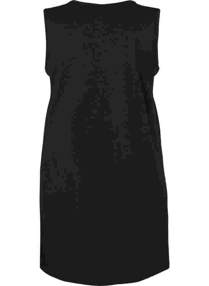 Mouwloze nachtjapon met v-hals en riempje, Black, Packshot image number 1