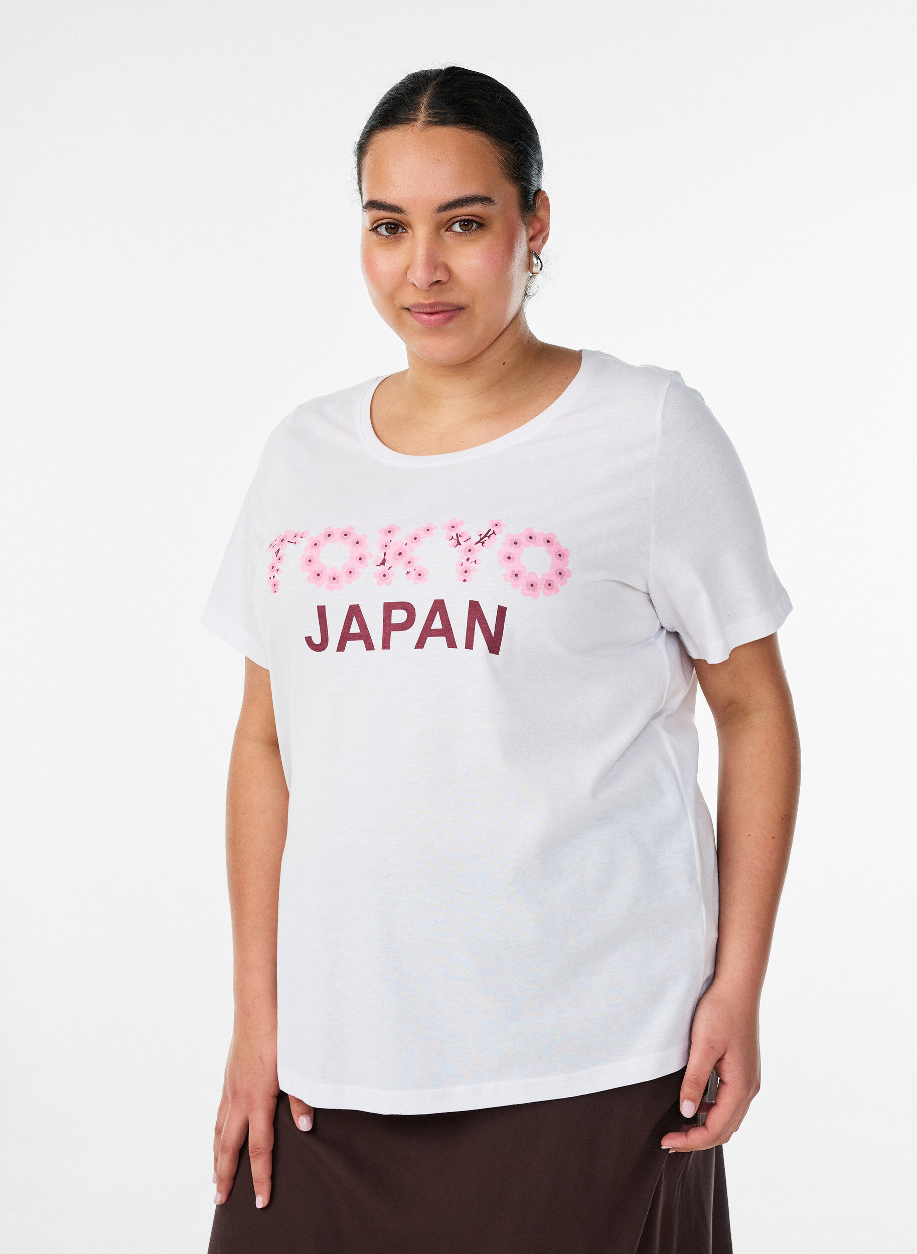 T-shirt met motief, Wit, Model